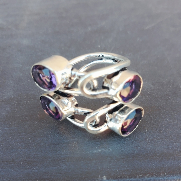 New Twisted Amethyst 925 Silver Ring. - Picture 4 of 15